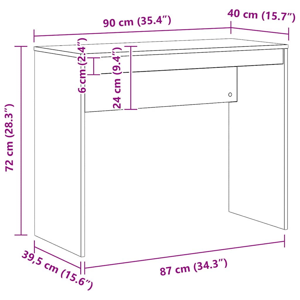 Desk Artisan Oak 90x40x72 cm Engineered Wood