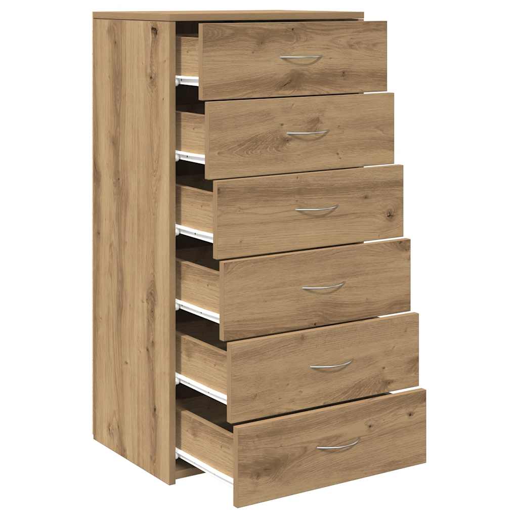 Sideboard with 6 Drawers Artisan Oak 50x34x96 cm Engineered Wood