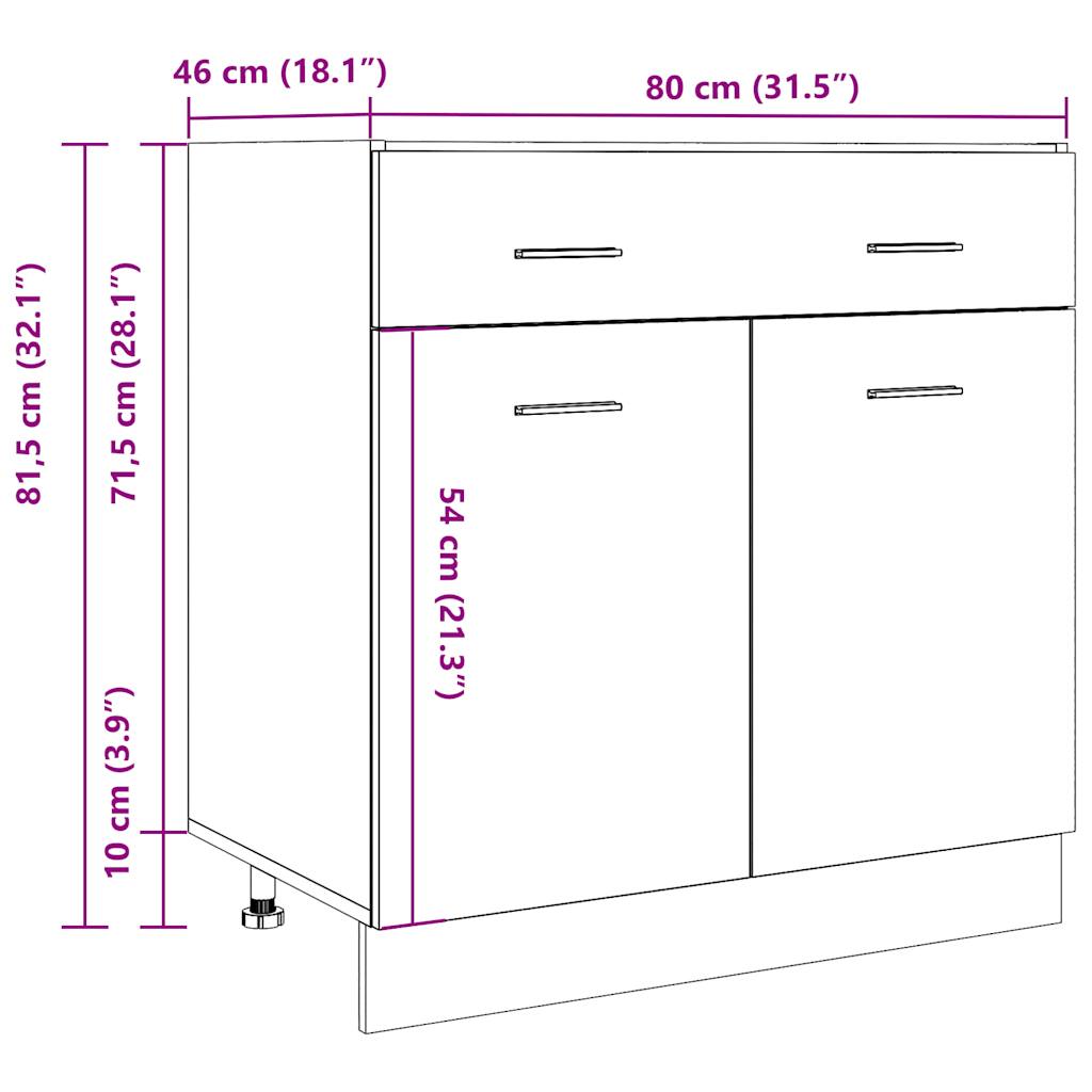 Drawer Bottom Cabinet Lyon Concrete Grey 80x46x81.5 cm Engineered Wood