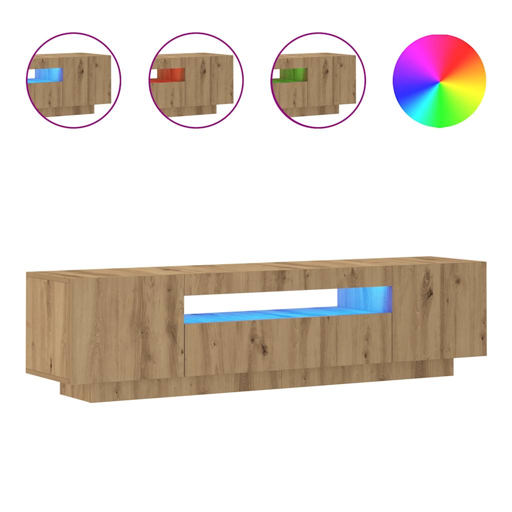 TV Cabinet with LED Lights Artisian Oak 160x35x40 cm