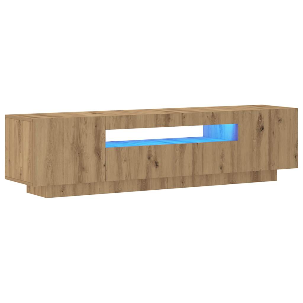 TV Cabinet with LED Lights Artisian Oak 160x35x40 cm