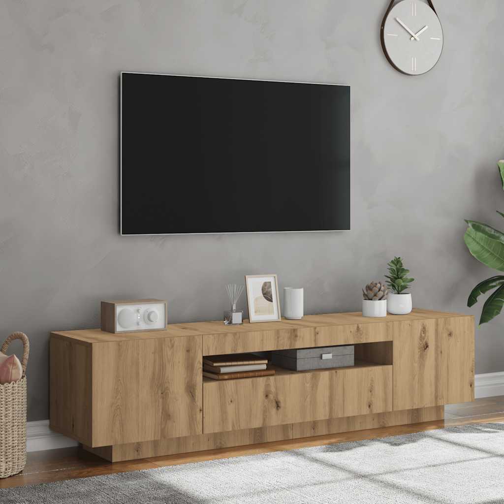 TV Cabinet with LED Lights Artisian Oak 160x35x40 cm