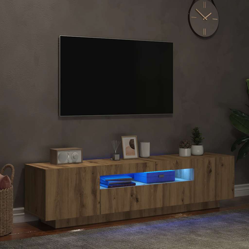 TV Cabinet with LED Lights Artisian Oak 160x35x40 cm