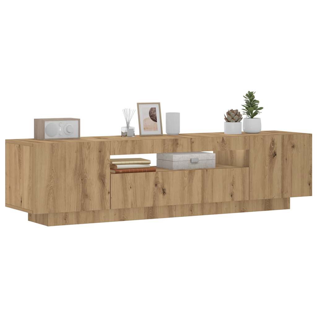 TV Cabinet with LED Lights Artisian Oak 160x35x40 cm