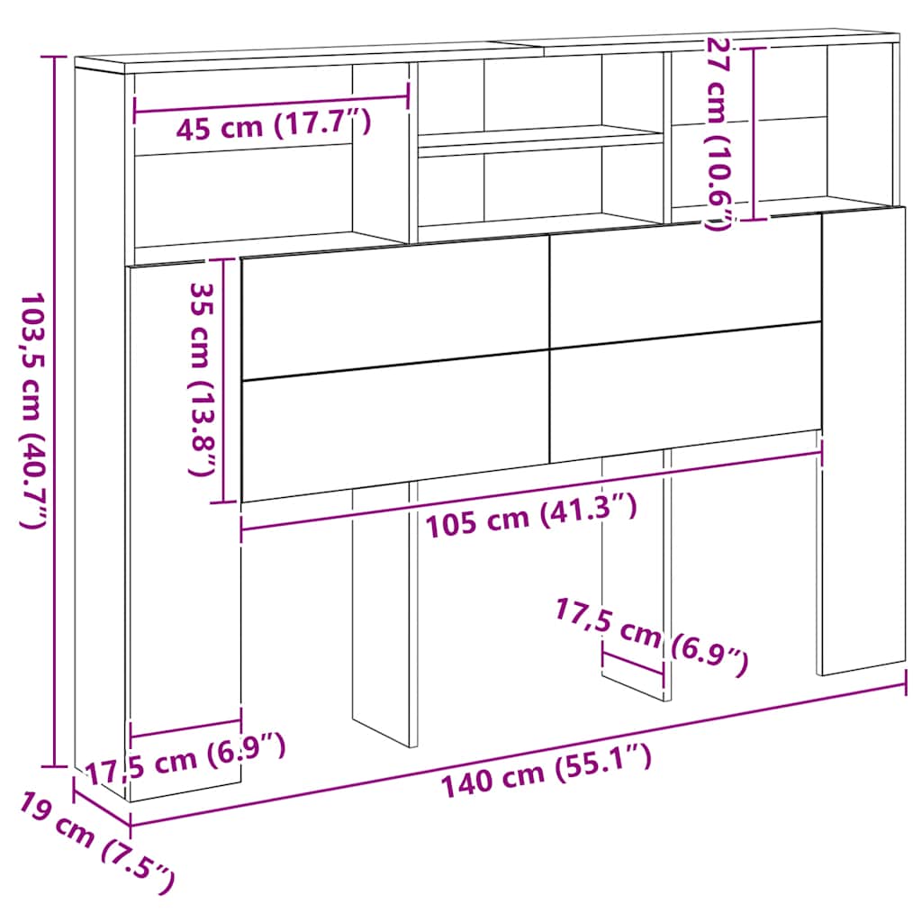 Headboard Cabinet Artisan Oak 140x19x103.5 cm