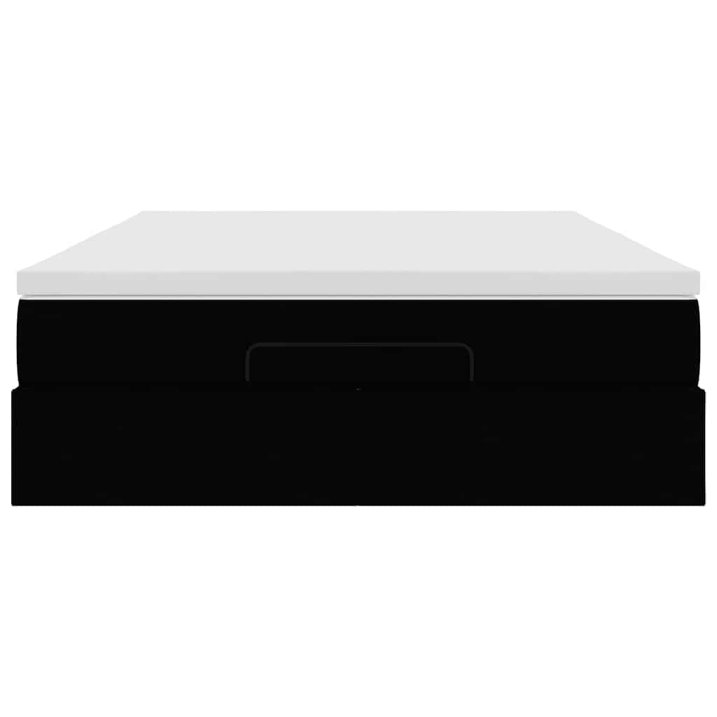 Ottoman Bed with Mattress Black Double Fabric