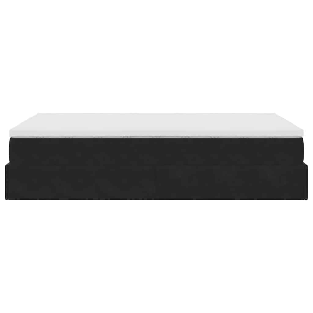 Ottoman Bed with Mattress Black King Single Velvet