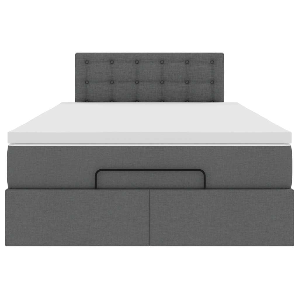 Ottoman Bed with Mattress Dark Grey King Single Fabric