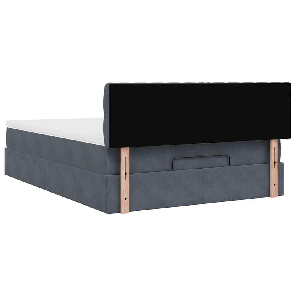Ottoman Bed with Mattress Dark Grey Queen Velvet