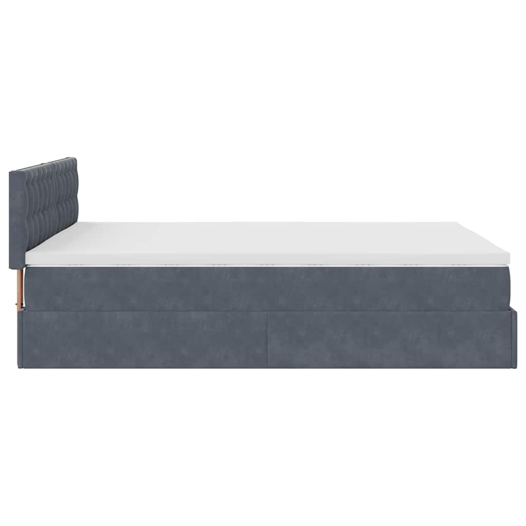 Ottoman Bed with Mattress Dark Grey Queen Velvet