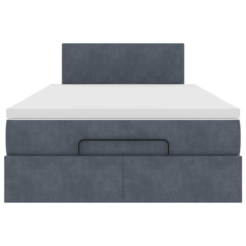 Ottoman Bed with Mattress & LEDs Dark Grey King Single Velvet