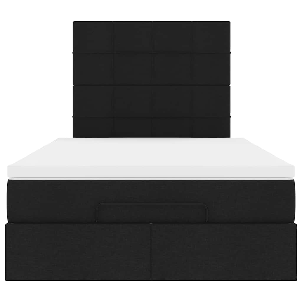 Ottoman Bed with Mattress Black King Single Fabric