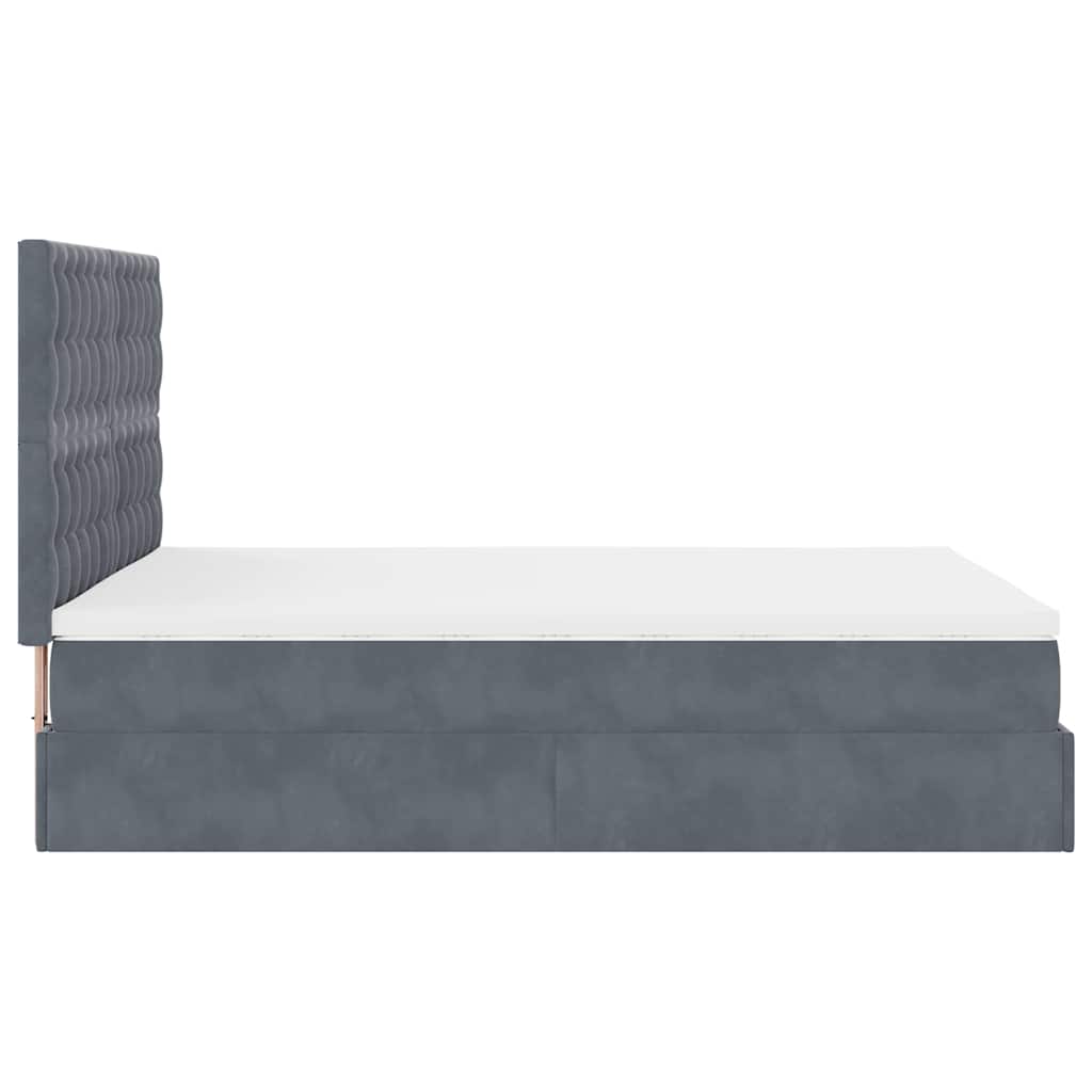 Ottoman Bed with Mattresses Dark Grey Queen Velvet