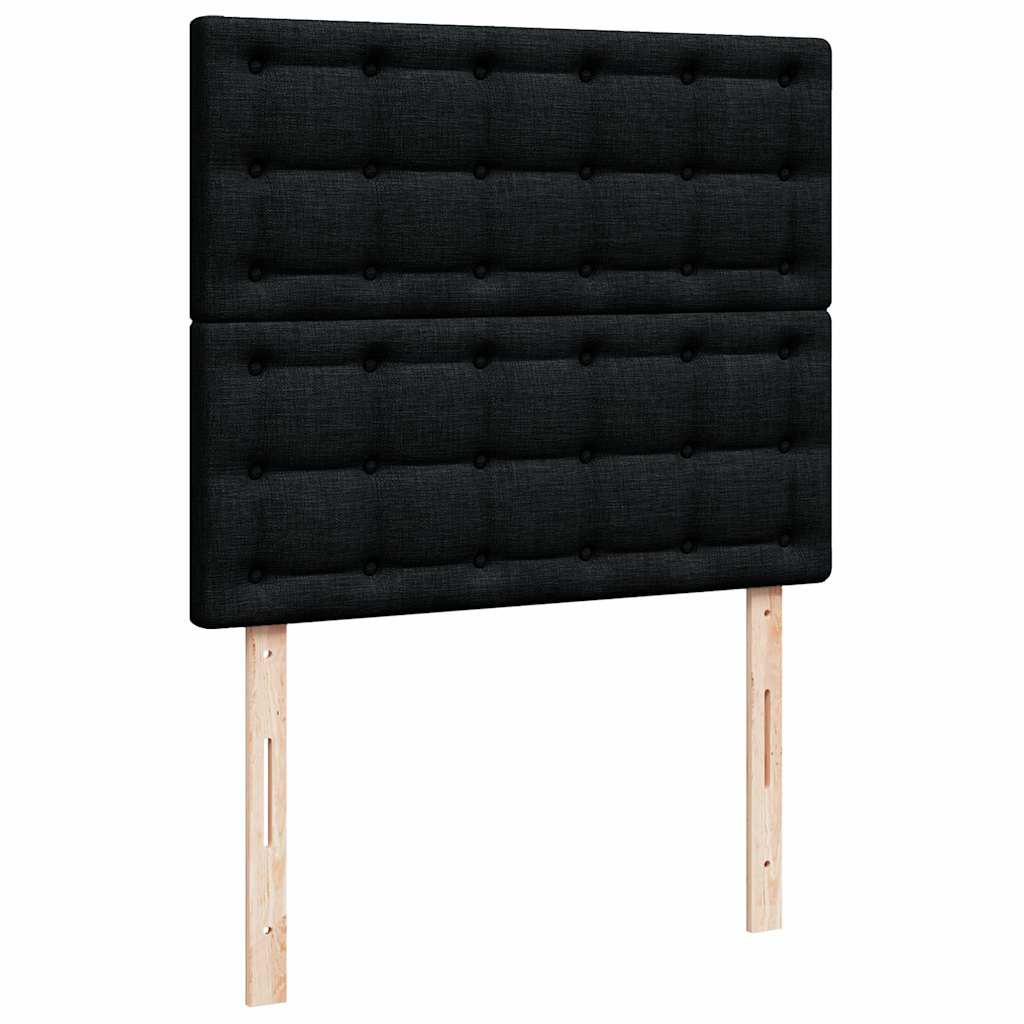 Ottoman Bed with Mattress & LEDs Black King Single Faux Leather