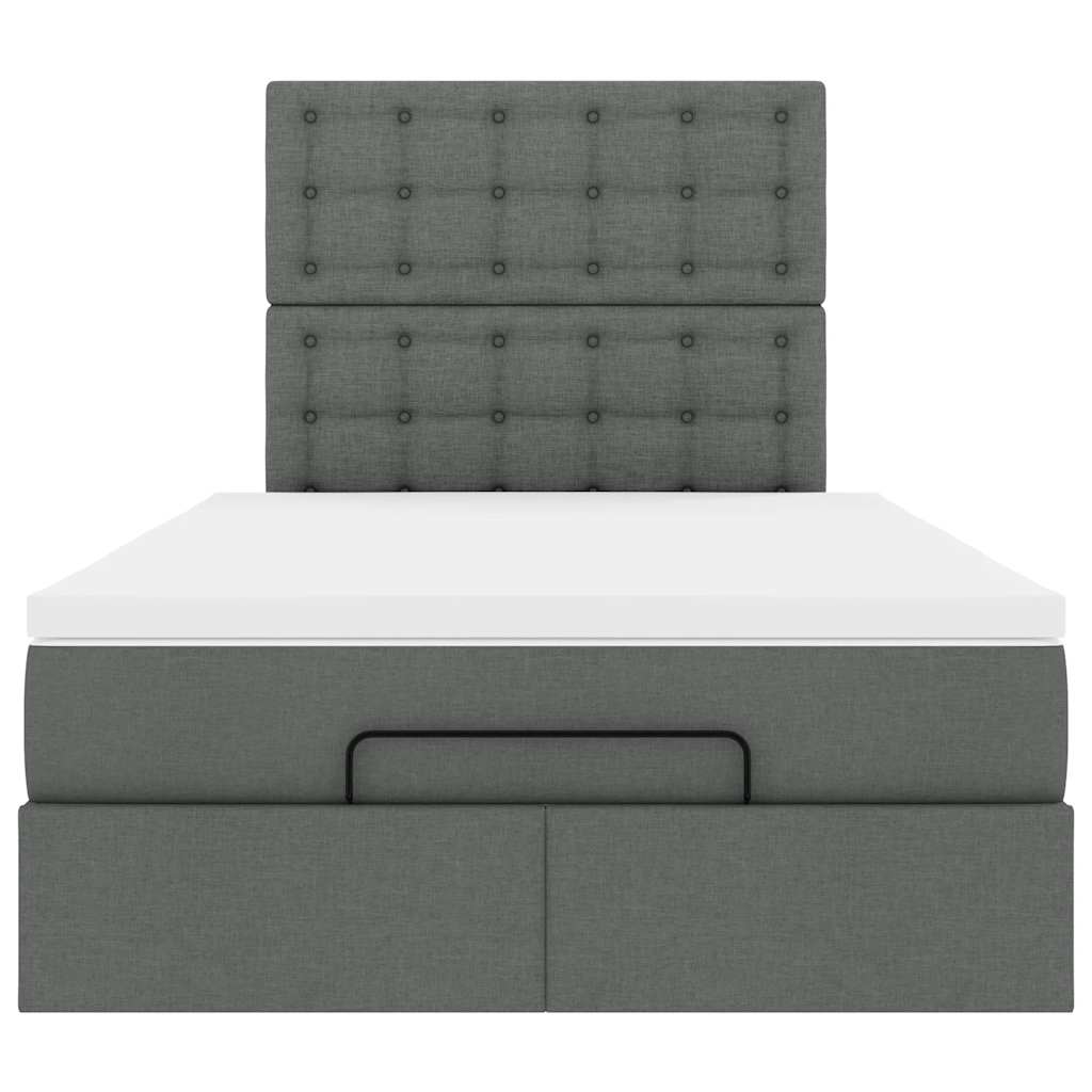 Ottoman Bed with Mattress & LEDs Dark Grey King Single Fabric