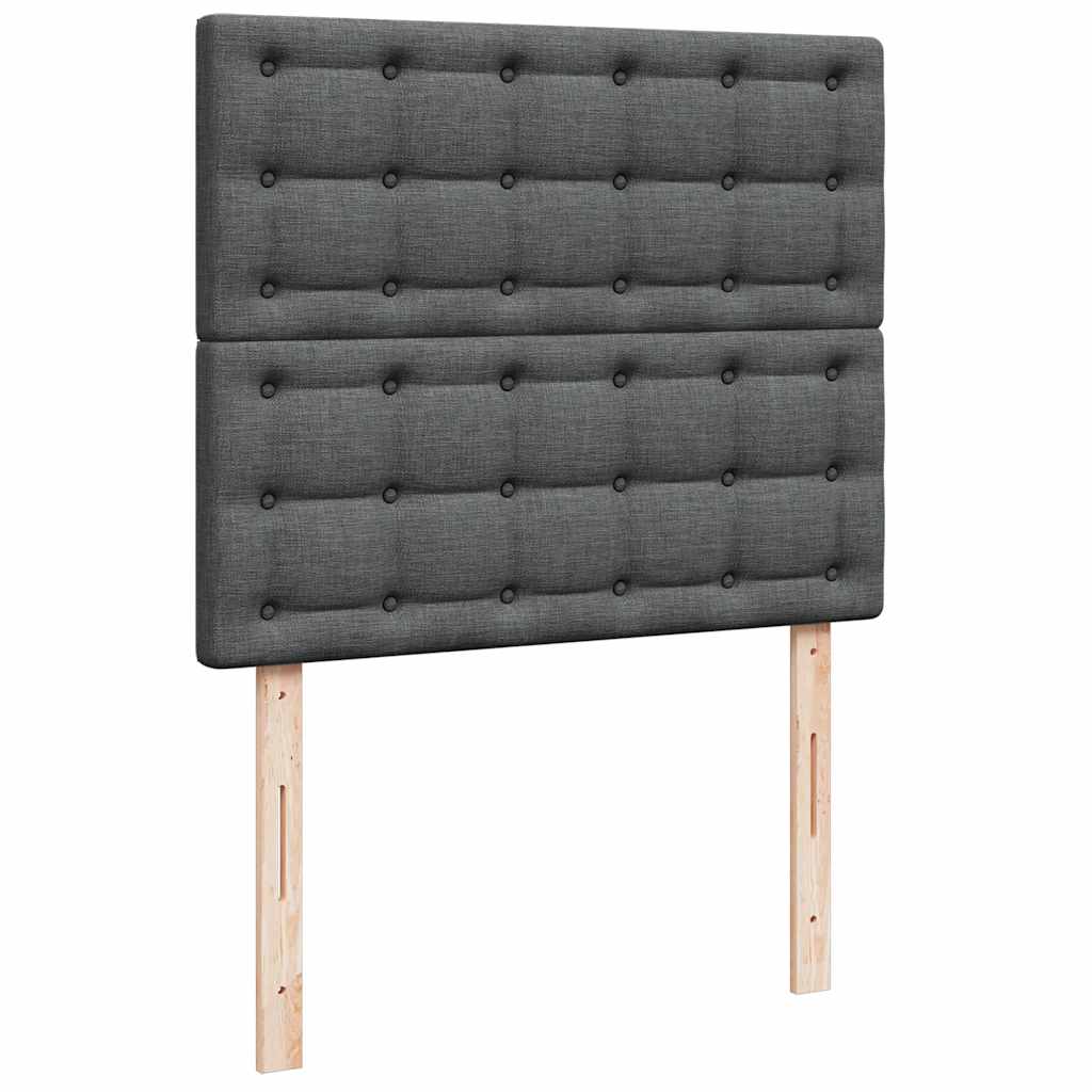Ottoman Bed with Mattress & LEDs Dark Grey King Single Fabric