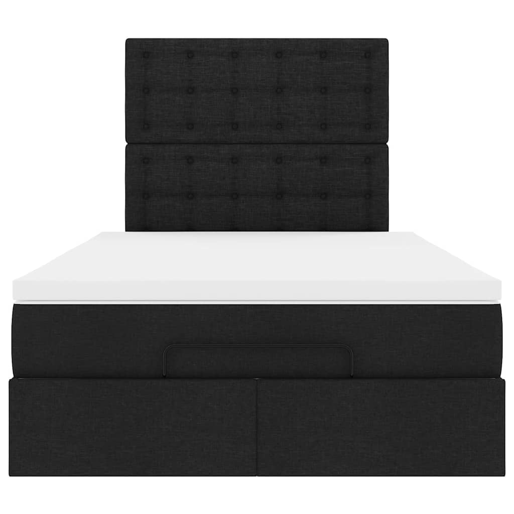 Ottoman Bed with Mattress & LEDs Black King Single Fabric