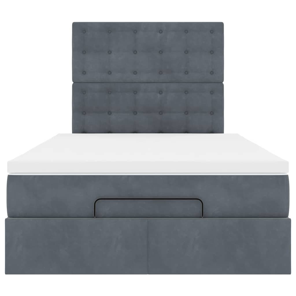 Ottoman Bed with Mattresses & LEDs Dark Grey King Single Velvet