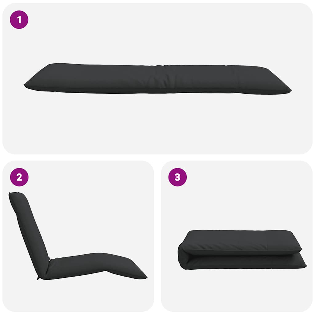 Folding Sun lounger Black 175x54x8.5 cm Oxford Fabric