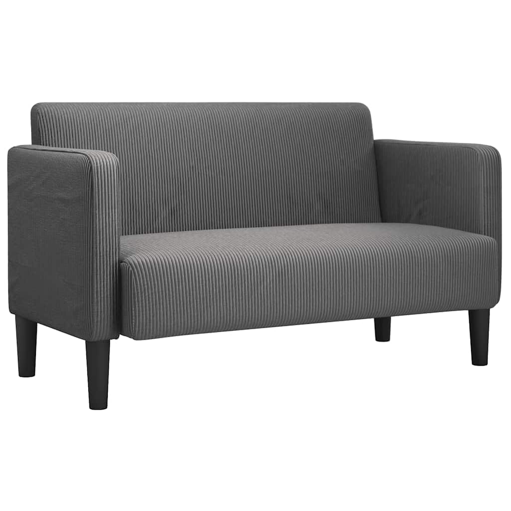 Loveseat Sofa Dark Grey 109 cm Corduroy Fabric