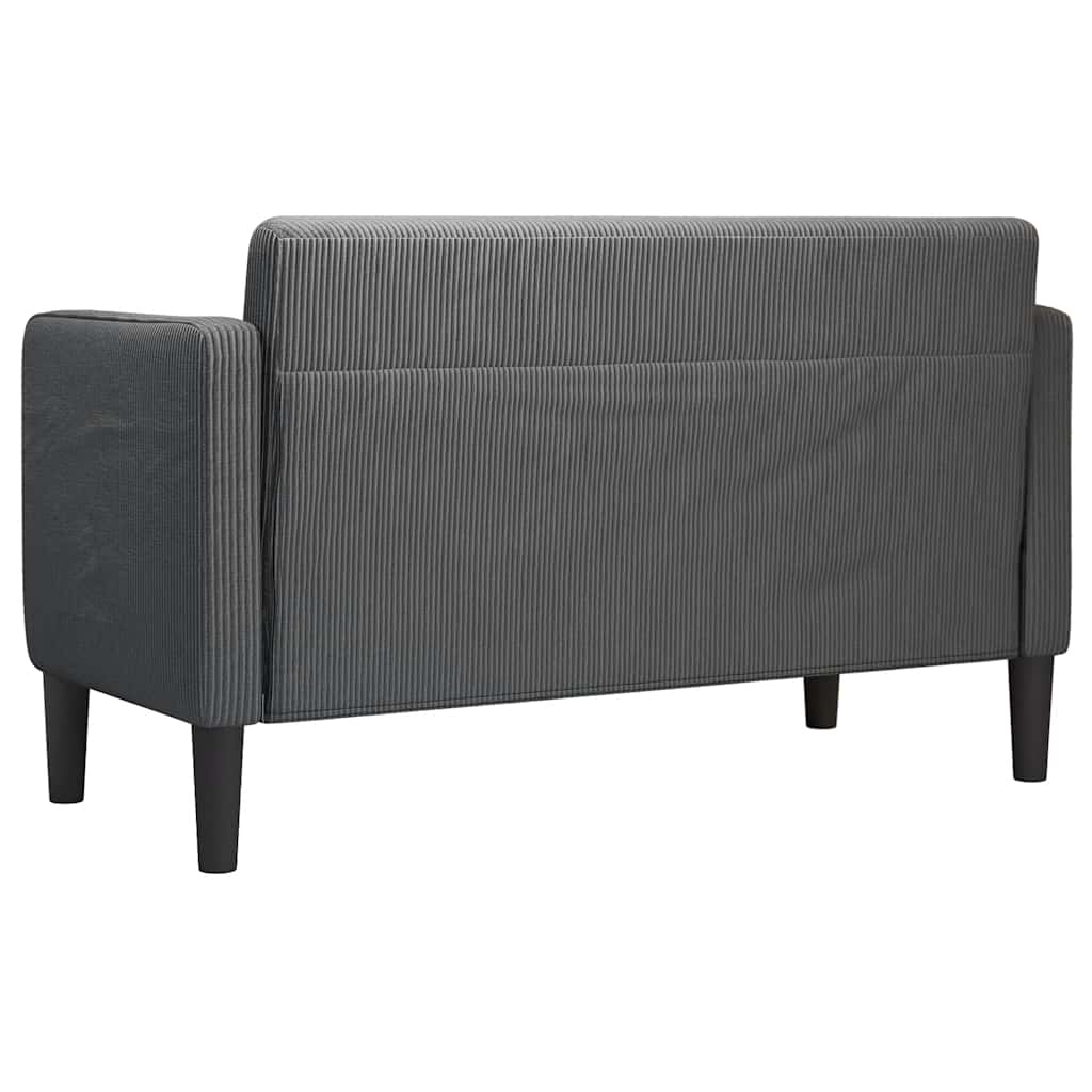 Loveseat Sofa Dark Grey 109 cm Corduroy Fabric