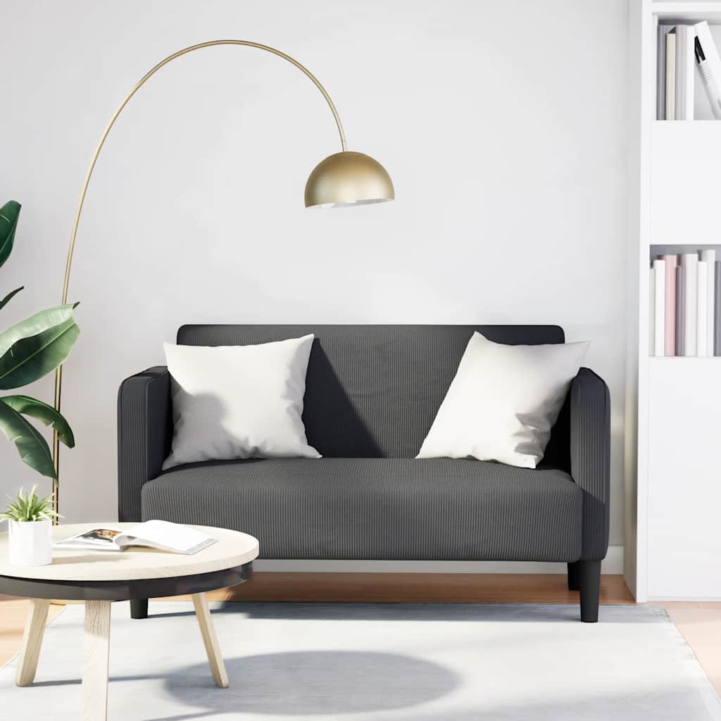 Loveseat Sofa Dark Grey 109 cm Corduroy Fabric