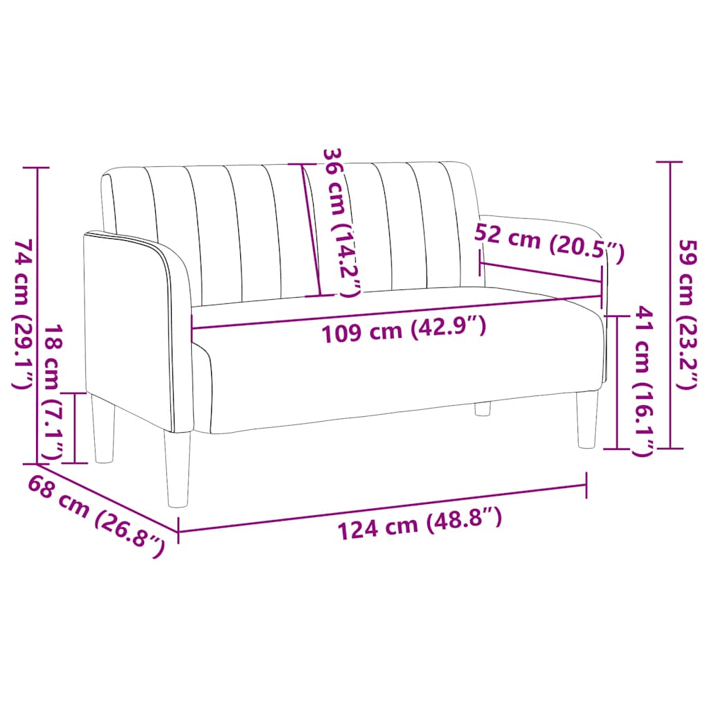 Loveseat Sofa Black 109 cm Velvet