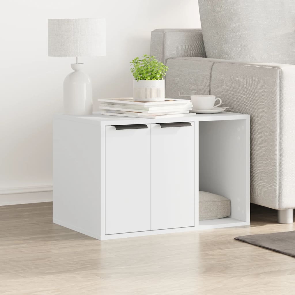 Cat Litter Box Enclosure White 60x40x40 cm Engineered Wood
