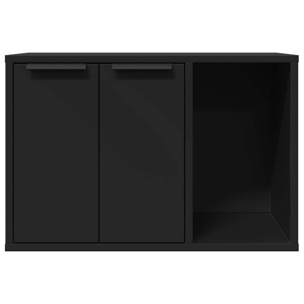 Cat Litter Box Enclosure Black 60x40x40 cm Engineered Wood