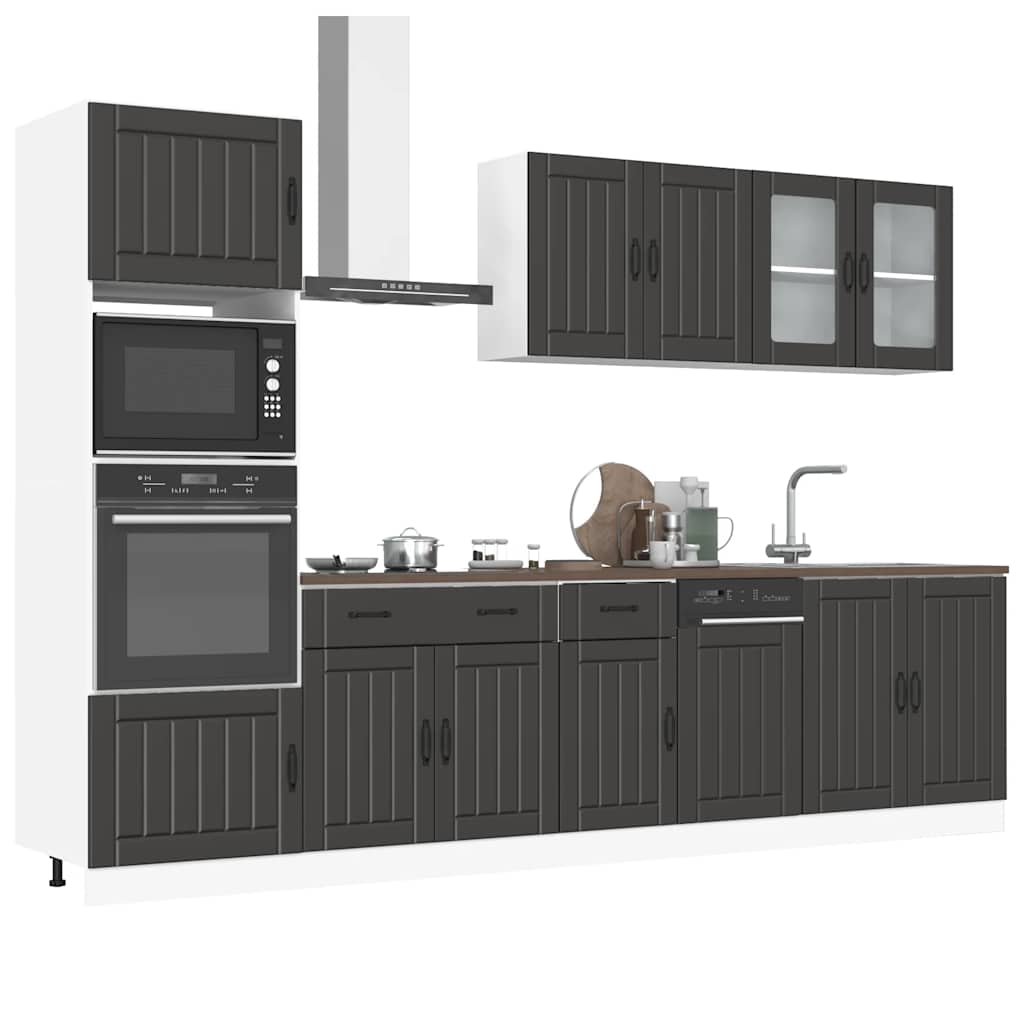 7 Piece Kitchen Cabinet Set "Kalmar" Black Engineered Wood