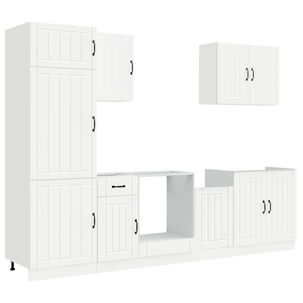 7 Piece Kitchen Cabinet Set Lucca White Engineered Wood