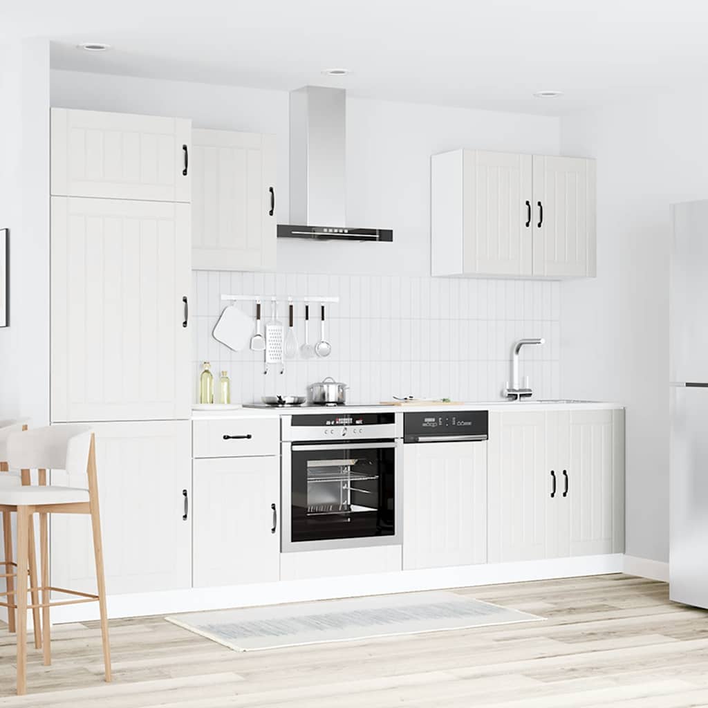 7 Piece Kitchen Cabinet Set Lucca White Engineered Wood