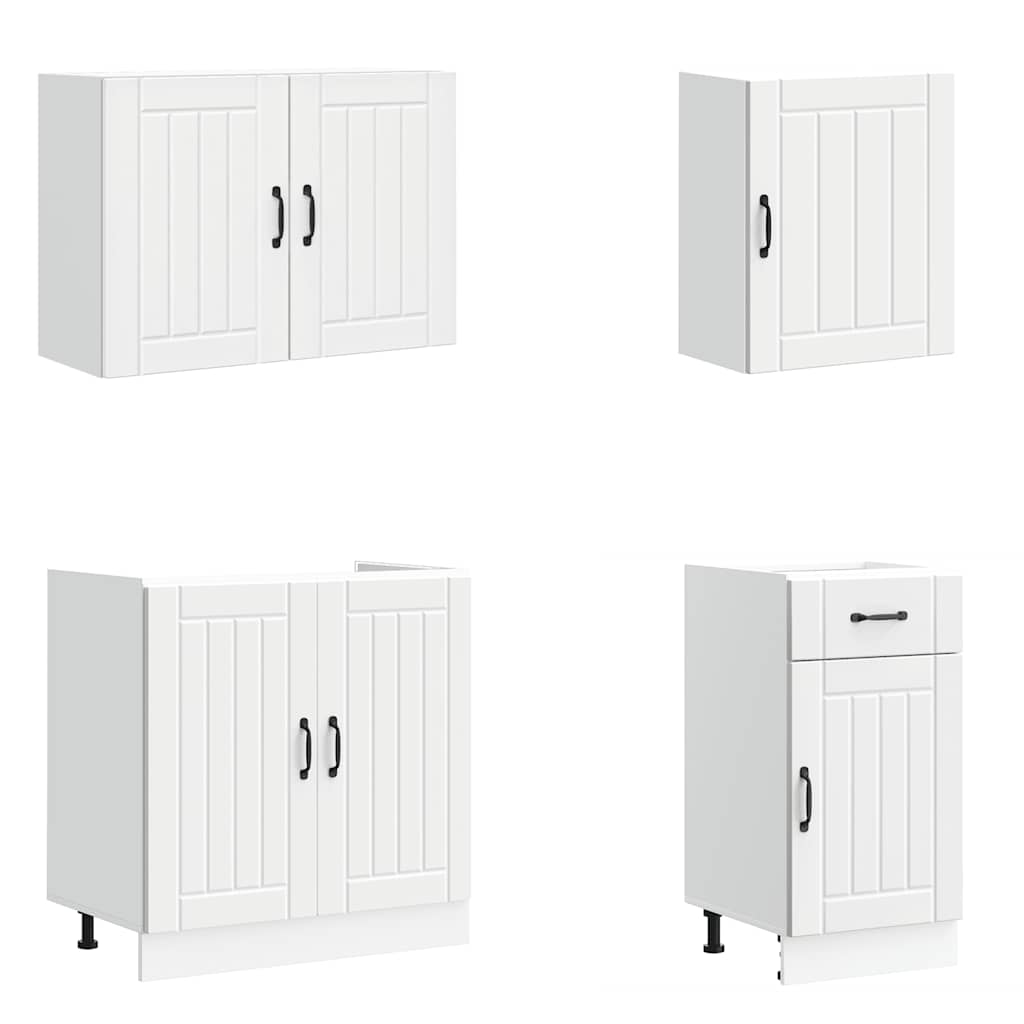 7 Piece Kitchen Cabinet Set Lucca White Engineered Wood