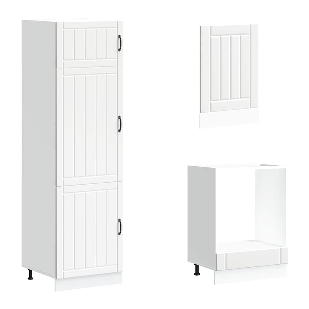 7 Piece Kitchen Cabinet Set Lucca White Engineered Wood