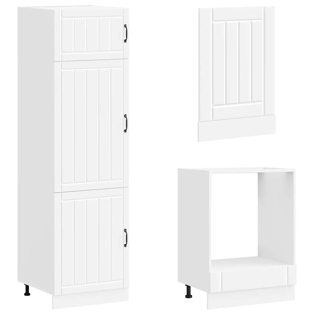 7 Piece Kitchen Cabinet Set Lucca White Engineered Wood