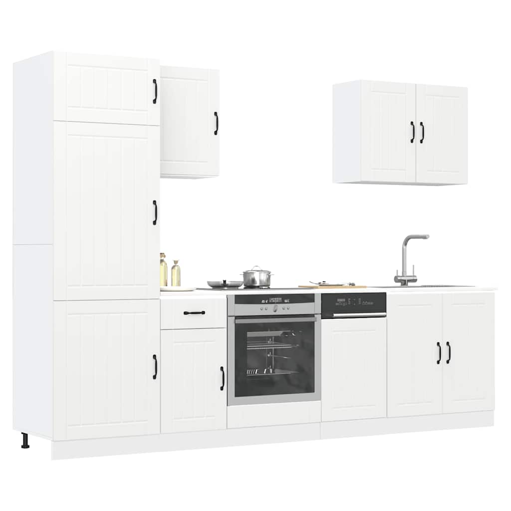 7 Piece Kitchen Cabinet Set Lucca White Engineered Wood