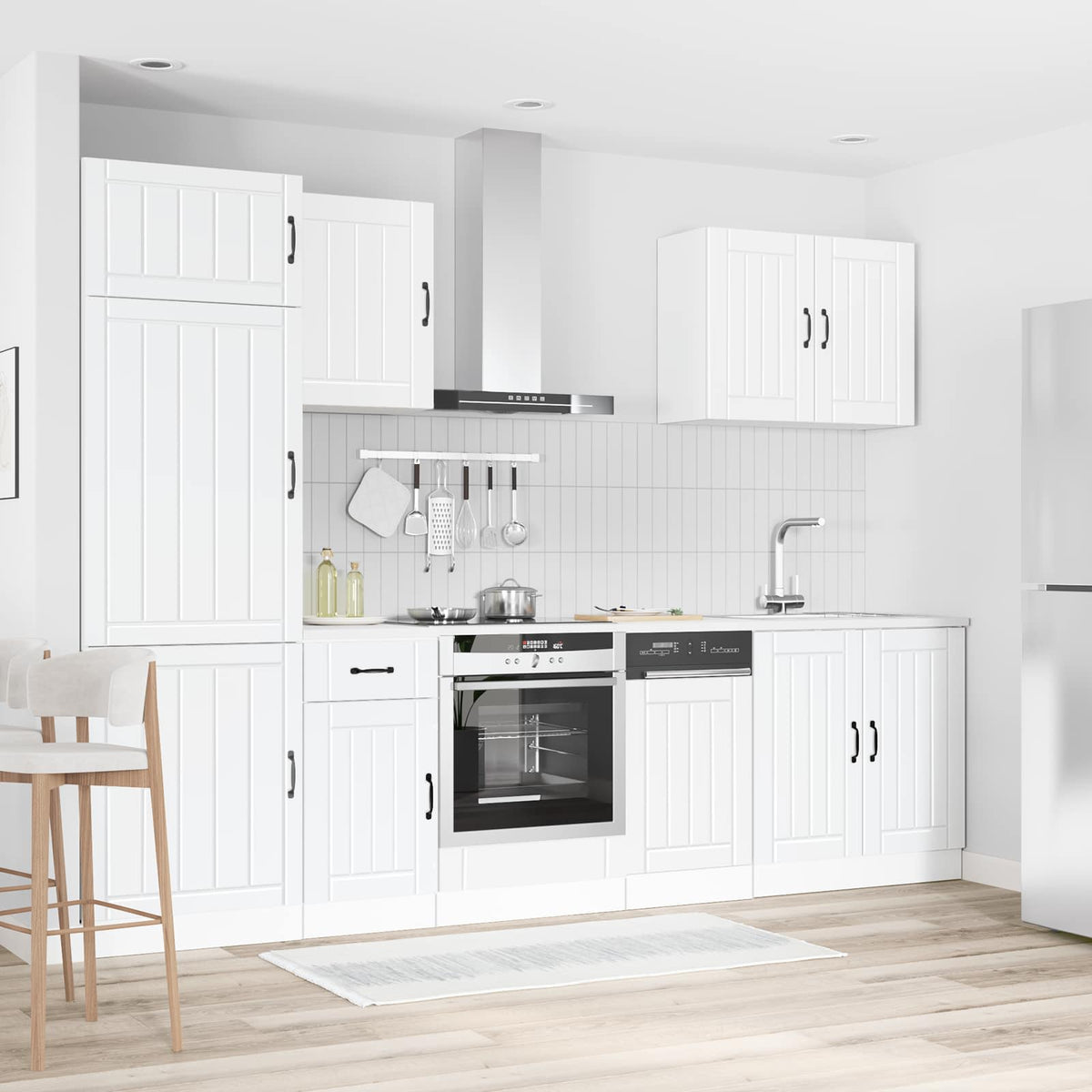 7 Piece Kitchen Cabinet Set Lucca White Engineered Wood