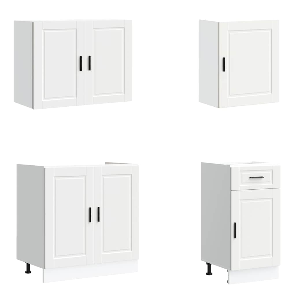 7 Piece Kitchen Cabinet Set Porto White Engineered Wood