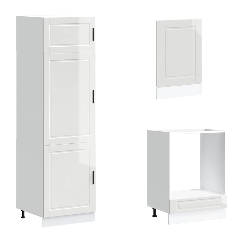 7 Piece Kitchen Cabinet Set "Porto" High Gloss White Engineered Wood