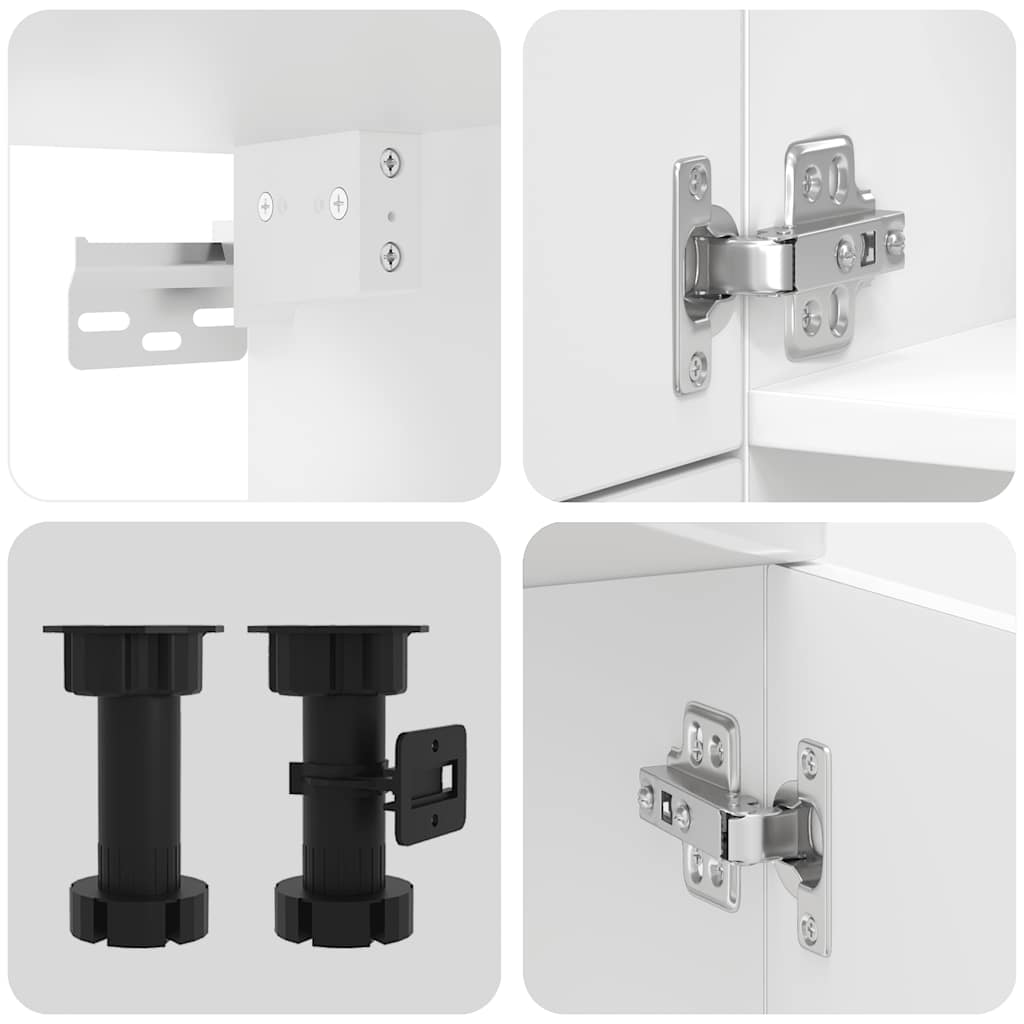 7 Piece Kitchen Cabinet Set "Porto" High Gloss White Engineered Wood