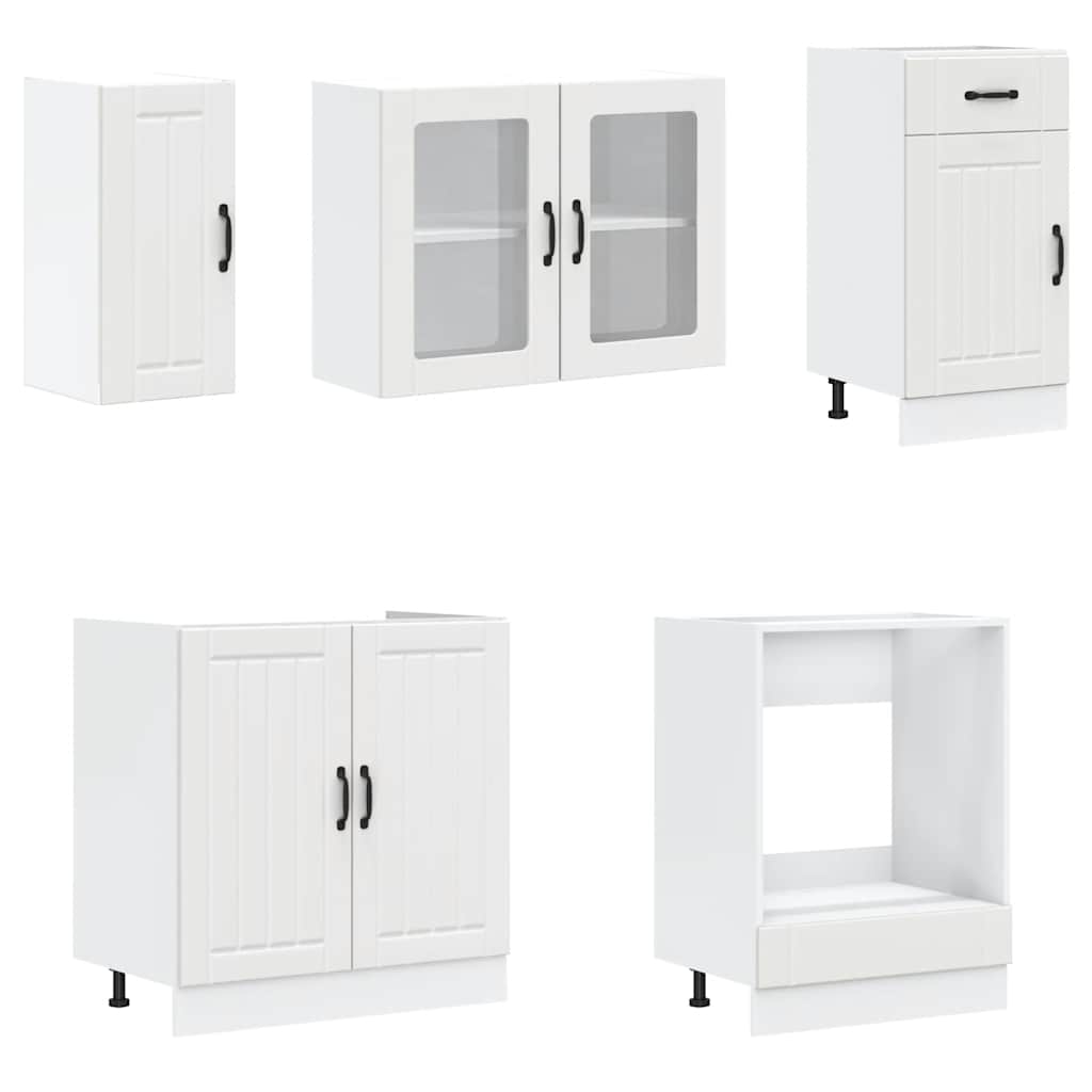 8 Piece Kitchen Cabinet Set Lucca White Engineered Wood