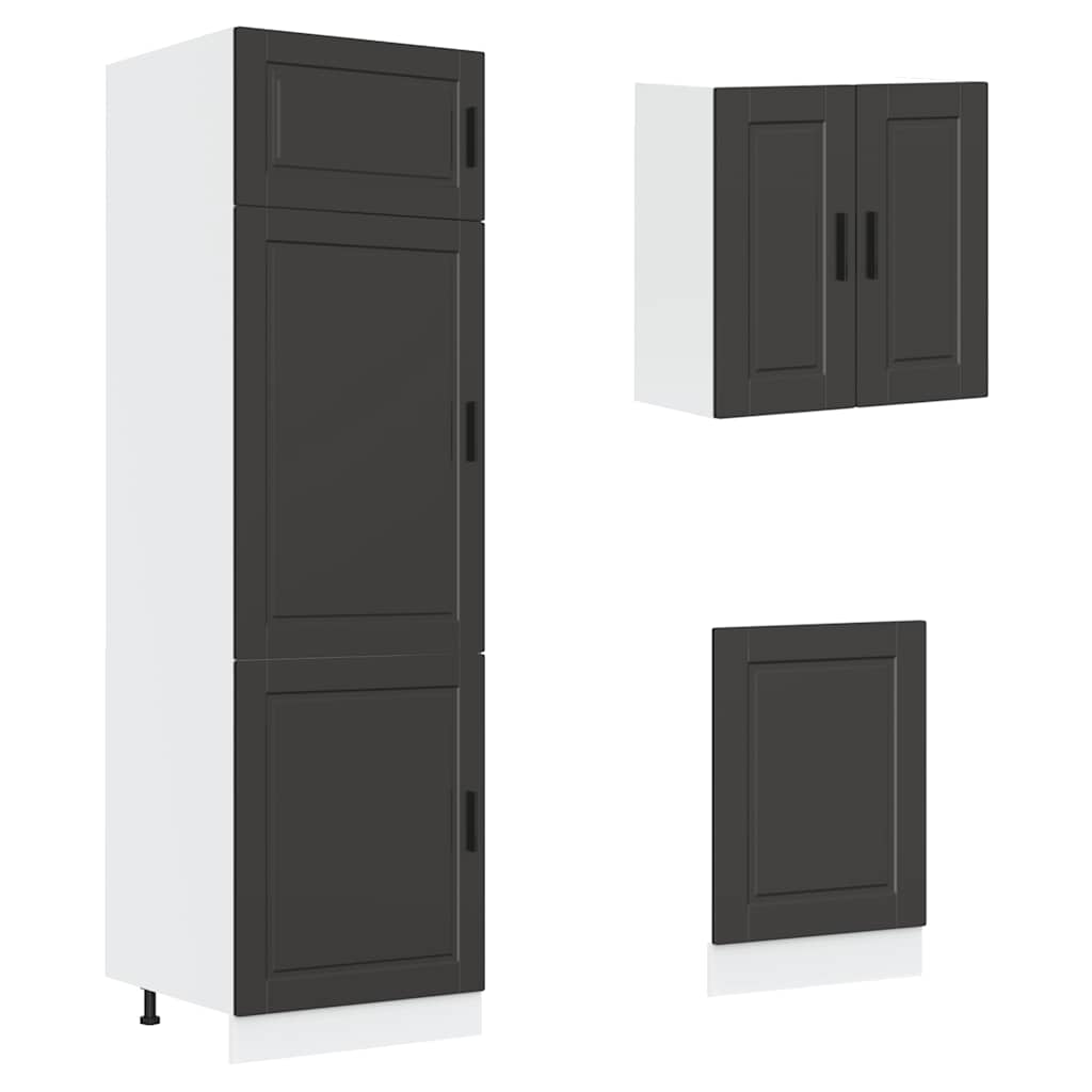 8 Piece Kitchen Cabinet Set "Porto" Black Engineered Wood