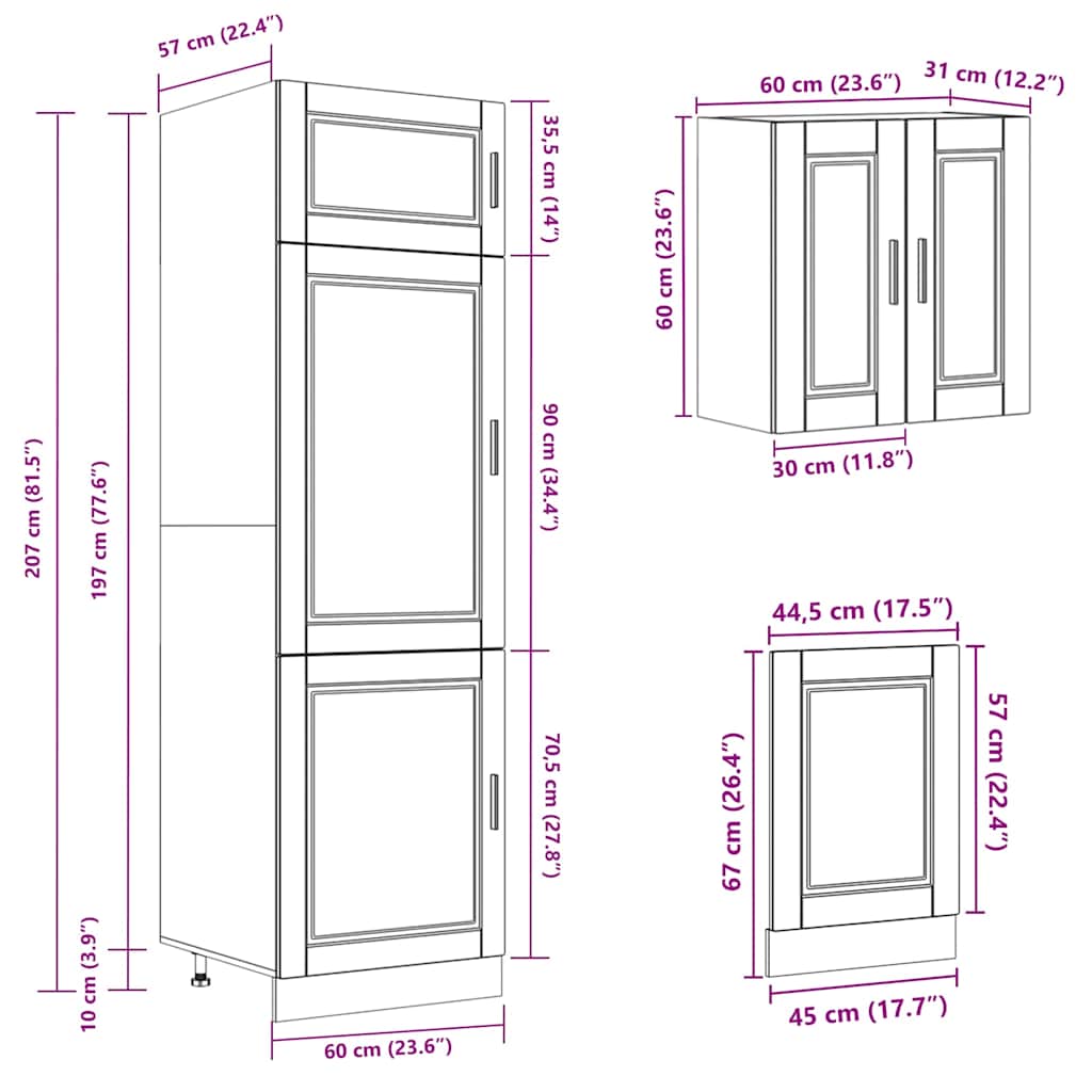 8 Piece Kitchen Cabinet Set "Porto" Black Engineered Wood