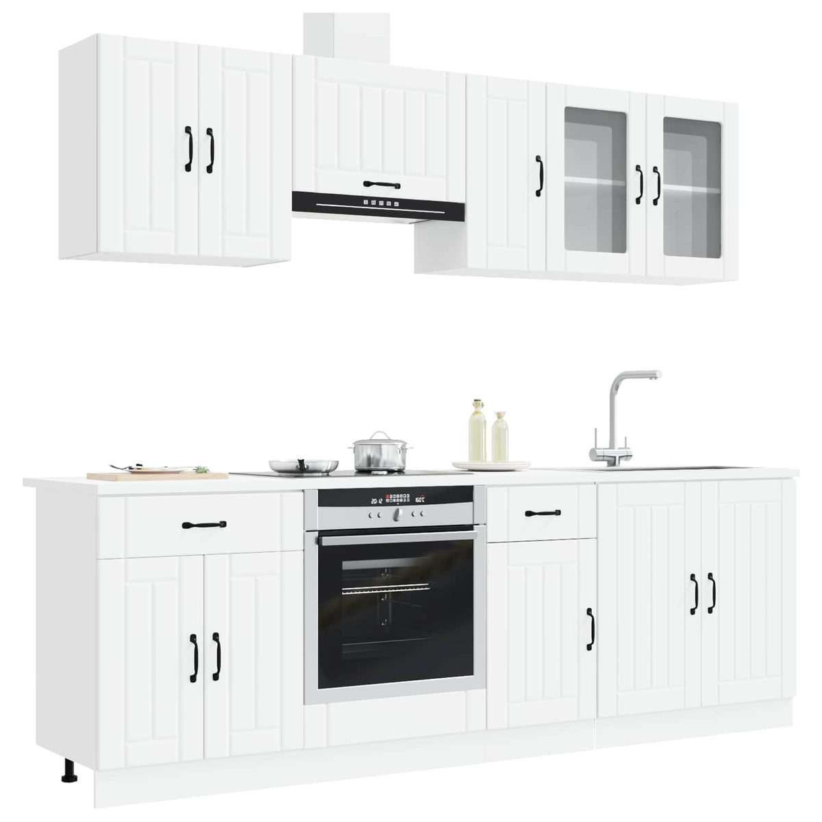 8 Piece Kitchen Cabinet Set Kalmar White Engineered Wood