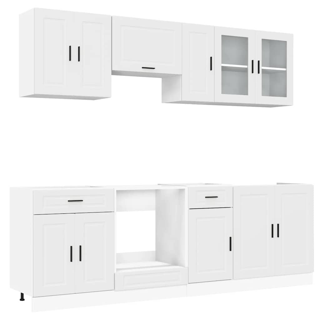 8 Piece Kitchen Cabinet Set "Porto" White Engineered Wood