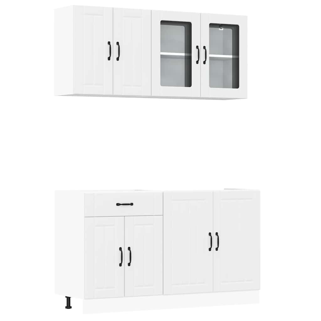 4 Piece Kitchen Cabinet Set Lucca White Engineered Wood