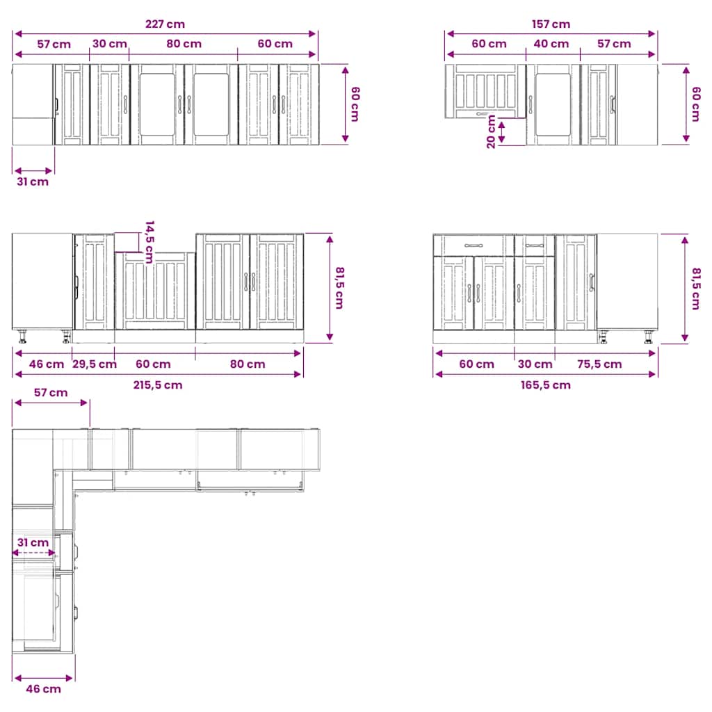 11 Piece Kitchen Cabinet Set Lucca White Engineered Wood