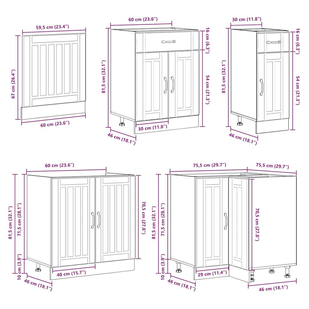 11 Piece Kitchen Cabinet Set Lucca White Engineered Wood