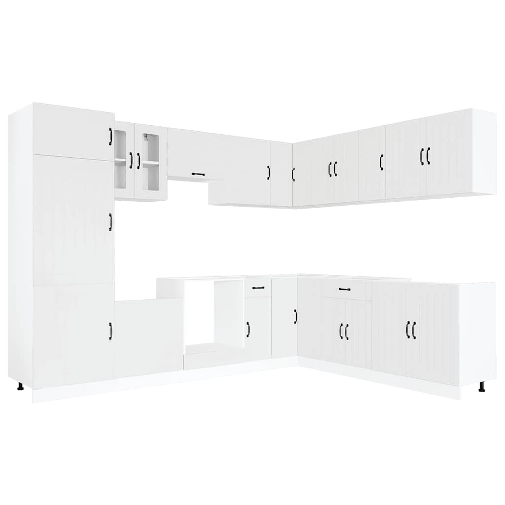 14 Piece Kitchen Cabinet Set Lucca White Engineered Wood
