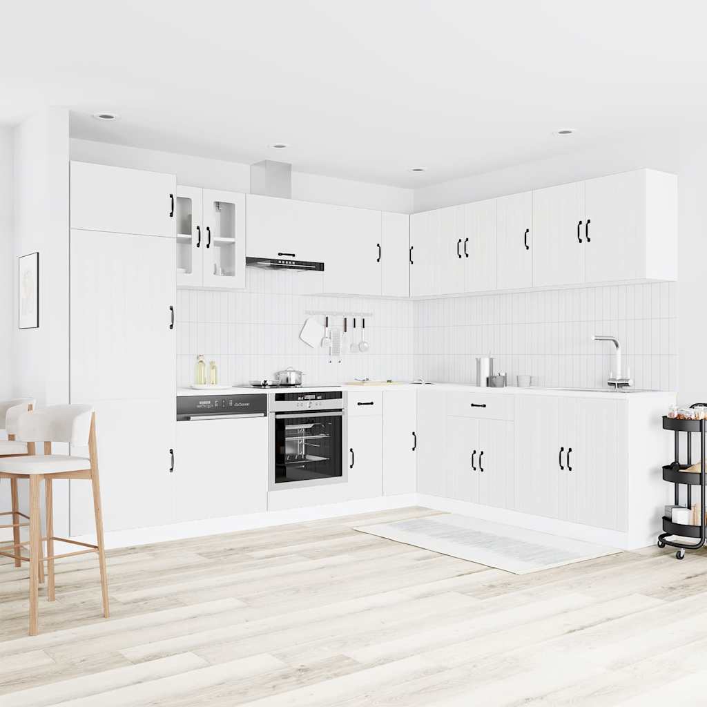 14 Piece Kitchen Cabinet Set Lucca White Engineered Wood